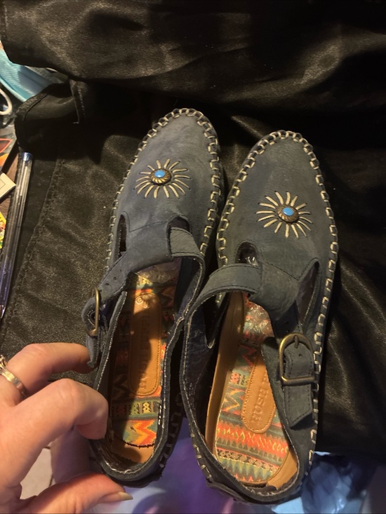 Hush Puppies Other - Blue Sun Embellished Women’s Leather Slip-On Loafers, moccasins hush puppies